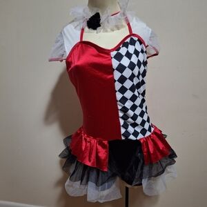 Women's Harlequin Costume - Red and Black